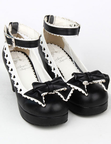 Chaussures Lolita noir avec noeud à talons prismes