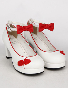 Chaussures de lolita blanc à talons prismes