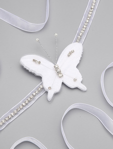 Ceinture de robe de mariée étroite blanche à lacet