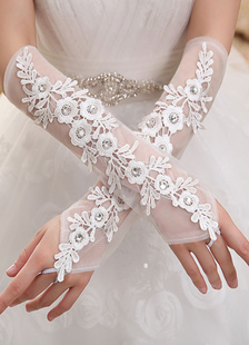 Gants Mitaines en tulle ivoire de mariage Longueur de coude