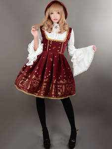 Robe à bretelles lolita charmante en velours avec lacets