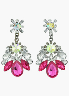 Boucle d'oreille lustre brillant strass colorés en 4 couleurs