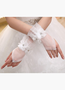 Gants Mitaines en tulle ivoire de mariage Longueur de poignet