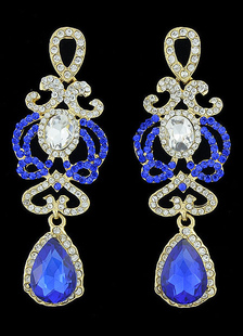 Creusent la pierre bleu Vintage Dangle boucle d'oreille