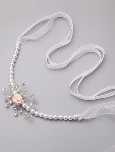 Ceinture de robe de mariée étroite blanche à lacet