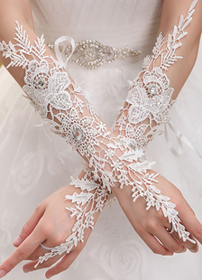 Gants Mitaines en dentelle ivoire de mariage Longueur de coude