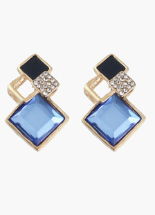 Mode bleu et carré noir strass oreille Stud