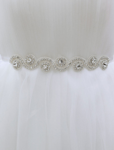 Ceinture de robe de mariée étroite argente à lacet