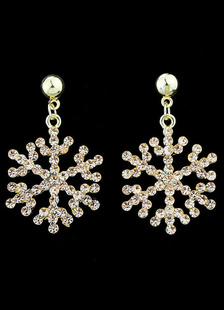 Stras Snow Flake Drop Earring en Pin et blanc