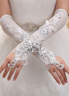 Gants Mitaines en tulle ivoire de mariage Longueur de coude