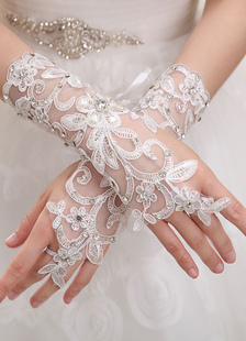 Gants Mitaines en dentelle ivoire de mariage Longueur de poignet