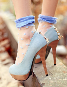 Pompes plate-forme Textile bleu pour les femmes