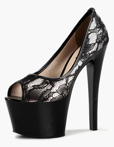 Sandales de mariage en dentelle cuir perforé à talons aigus fait main