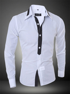 Chemise en coton bicolore avec bouton