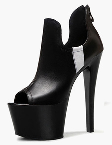 Sandales sexy cuir perforées peep-toe