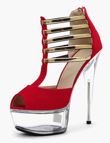 Chaussures à bout ouvert à talons aigus cuir perforé fait main croisé