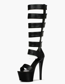 Sandales attrayantes gladiateur cuir perforé à talons aigus