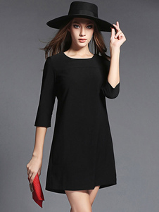 Robe droite mode col ras du cou