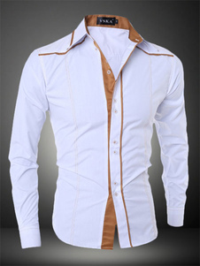 Chemise en coton bicolore avec bouton
