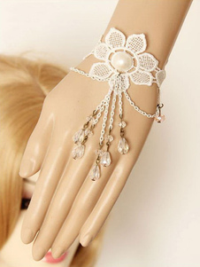 Chaînes de main Lolita dentelle synthétique blanche