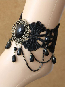 Bracelets de cheville chaînes Noir Lolita synthétique