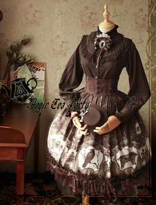 Coton marron foncé Angle Lolita jupe pour les femmes