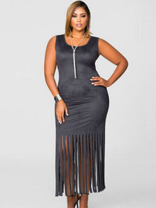 Robe de club avec frange encolure dégagée