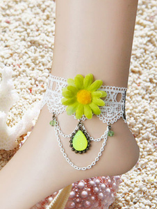 Chaînes de blanc fleurs Lolita cheville pour les femmes