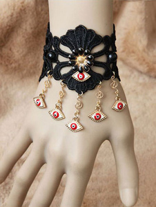 Chaînes de main synthétique Lolita dentelle noire Vintage