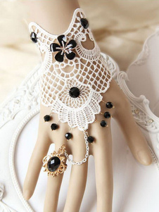 Chaînes de main synthétique Lolita dentelle blanche Vintage