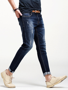 Jean bleu coupe droite en denim