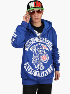 Sweat confortable en coton bleu Crâne