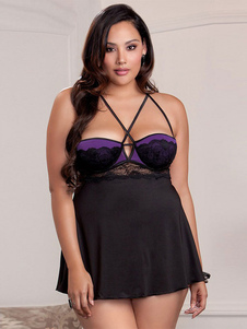 Sexy déshabillié noir avec dentelle fendu