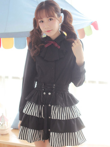 Chemisier lolita gothique en chiffon avec noeud col à revers