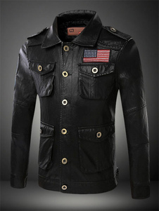 Veste homme noir imprimé lettres fleuri col à revers