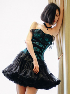 Sarcelle de dentelle Lolita synthétique Corset pour femmes