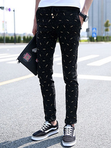 Jean Slim moir en coton color-block imprimé fleuri