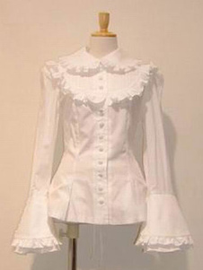 Chemisier lolita gothique en coton avec noeud col à revers