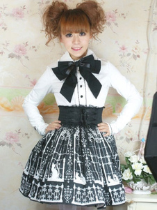 Chemisier lolita gothique en coton avec lacets