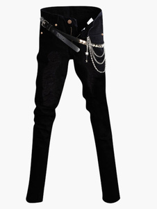 Jean homme Slim en coton noir creusé