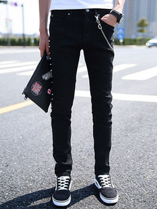 Jean Slim noir en coton avec rivet