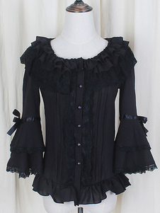 Chemisier lolita Joli en chiffon avec noeud col rond