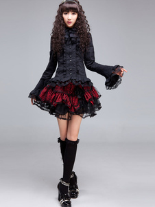 Chemisier lolita gothique en polyester avec lacets