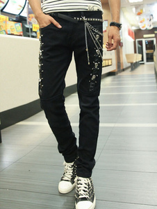 Jean Slim moir en coton impression imprimé fleuri