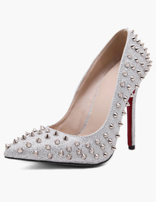Escarpins à bout pointu et talons aigus Paillette talons couverts avec rivet