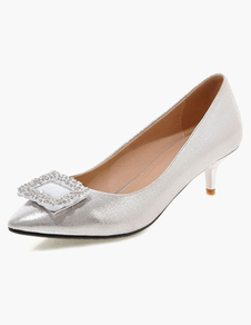 Escarpins à talons prismes talons couverts avec strass