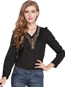 Blouse femme casual avec perles
