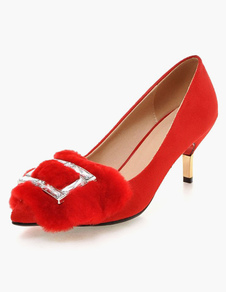 Escarpins à talons prismes talons couverts avec cristal