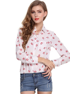 Blouse femme décontracté imprimé baiser imprimé fleuri