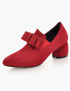 Escarpins à talons épais mocassin avec noeud